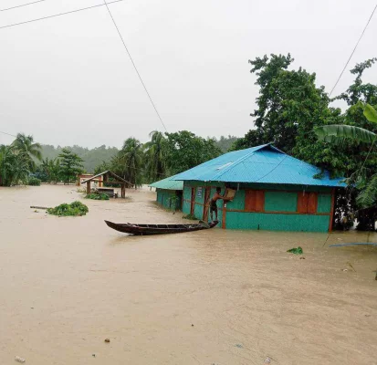 জুরাছড়িতে চার দিনের ভারী বর্ষণে নিম্নাঞ্চল প্লাবিত। ছবি: আজকের পত্রিকা