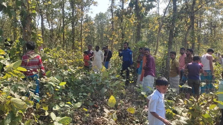 গাজীপুরের শ্রীপুরে গজারি বনের ভেতর থেকে অজ্ঞাতনামা ব্যক্তির মাথার খুলি ও হাড়গোড়। ছবি: আজকের পত্রিকা