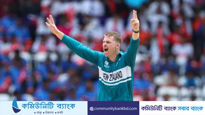 উইকেট নেওয়ার পর লকি ফার্গুসনের উদযাপন। ছবি: এএফপি