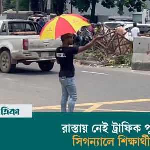 রাস্তায় নেই ট্রাফিক পুলিশ, সিগন্যালে শিক্ষার্থীরা