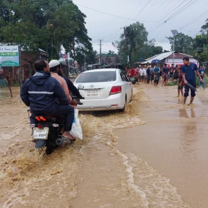 টানা বৃষ্টি ও পাহাড়ি ঢলে শেরপুরে বন্যা