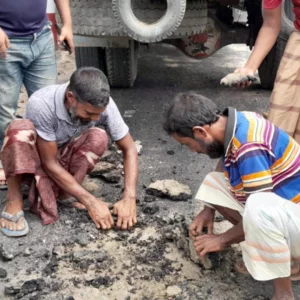 বকশীগঞ্জে সড়ক দিয়ে ভারী যান চললেই উঠে যাচ্ছে কার্পেটিং