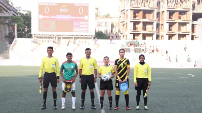 সন্ধ্যায় মালয়েশিয়ার বিপক্ষে প্রীতি ম্যাচ খেলতে নামছে বাংলাদেশ নারী ফুটবল দল। ছবি : বাফুফে